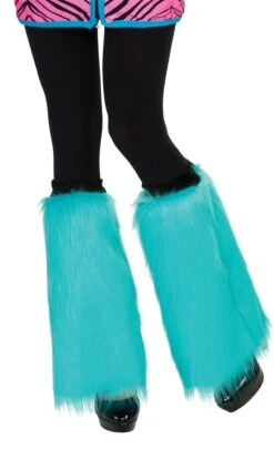 Adult Aqua Blue Fluffy Leg Warmers