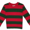 Womens Red & Green Nightmare On The Street Striped T-Shirt Costume