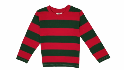 Mens Red & Green Nightmare On The Street Striped T-Shirt Costume