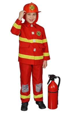 Kids Red Fire Fighter Costume